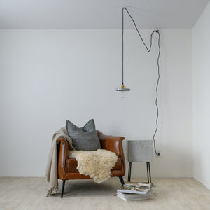 Grey Concrete Plug-in Pendant Light