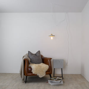 White Concrete Plug-in Pendant Light