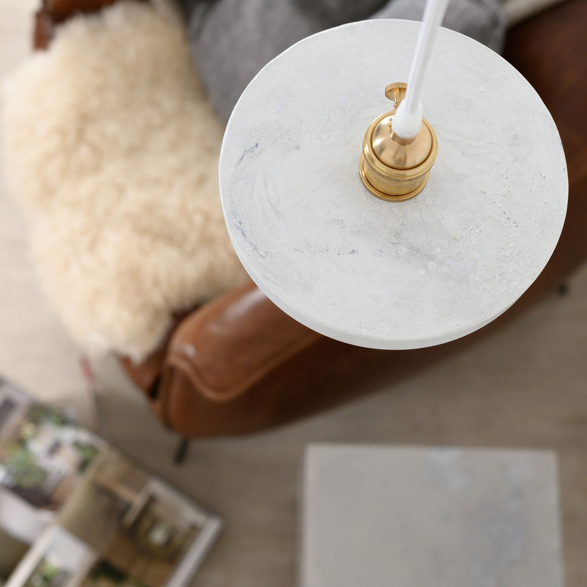 White Concrete Plug-in Pendant Light