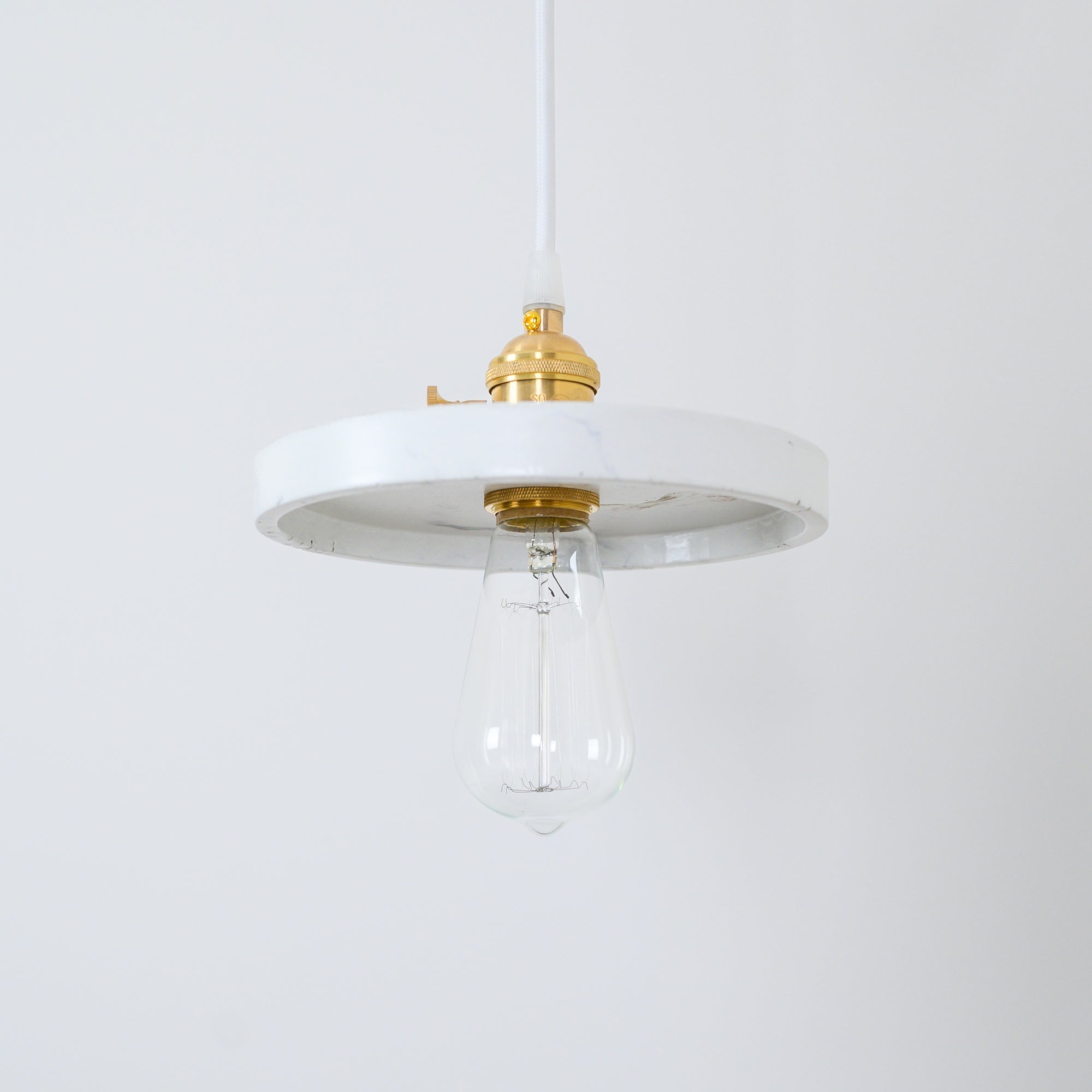 White Concrete Plug-in Pendant Light