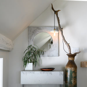 White Concrete Plug-in Pendant Light