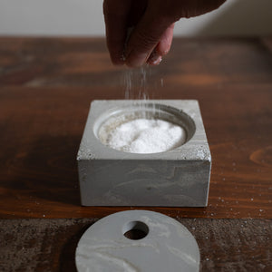 Concrete Salt Cellar - Textured Marbled Grey