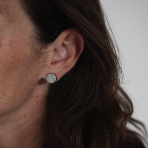 Circle Concrete-Scape Stud Earrings - 10mm