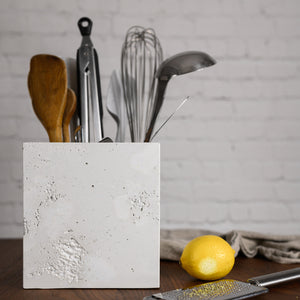 Concrete Utensil Cube - Textured White