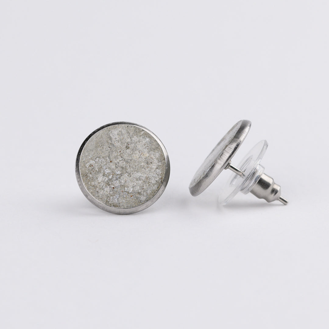 Circle Concrete-Scape Stud Earrings - 12mm
