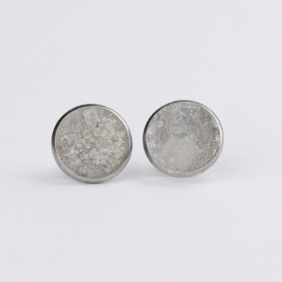 Circle Concrete-Scape Stud Earrings - 12mm