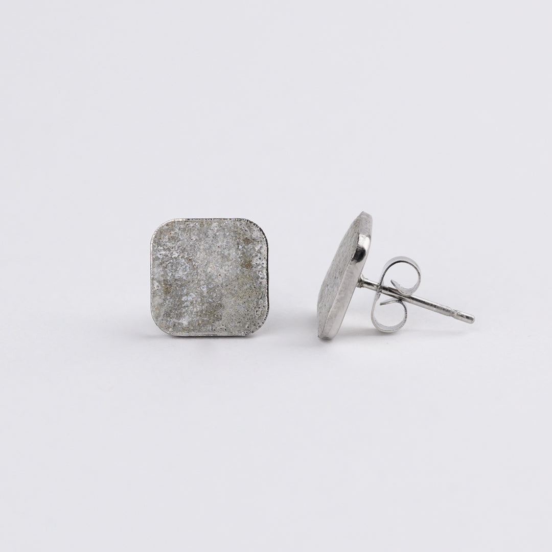 Square Concrete-Scape Stud Earrings - 10mm