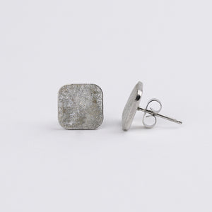 Square Concrete-Scape Stud Earrings - 10mm
