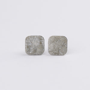 Square Concrete-Scape Stud Earrings - 10mm