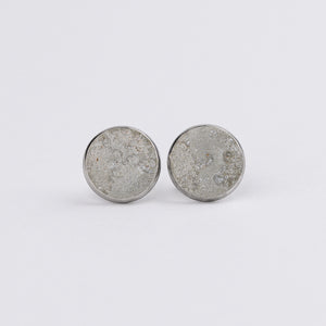 Circle Concrete-Scape Stud Earrings - 10mm