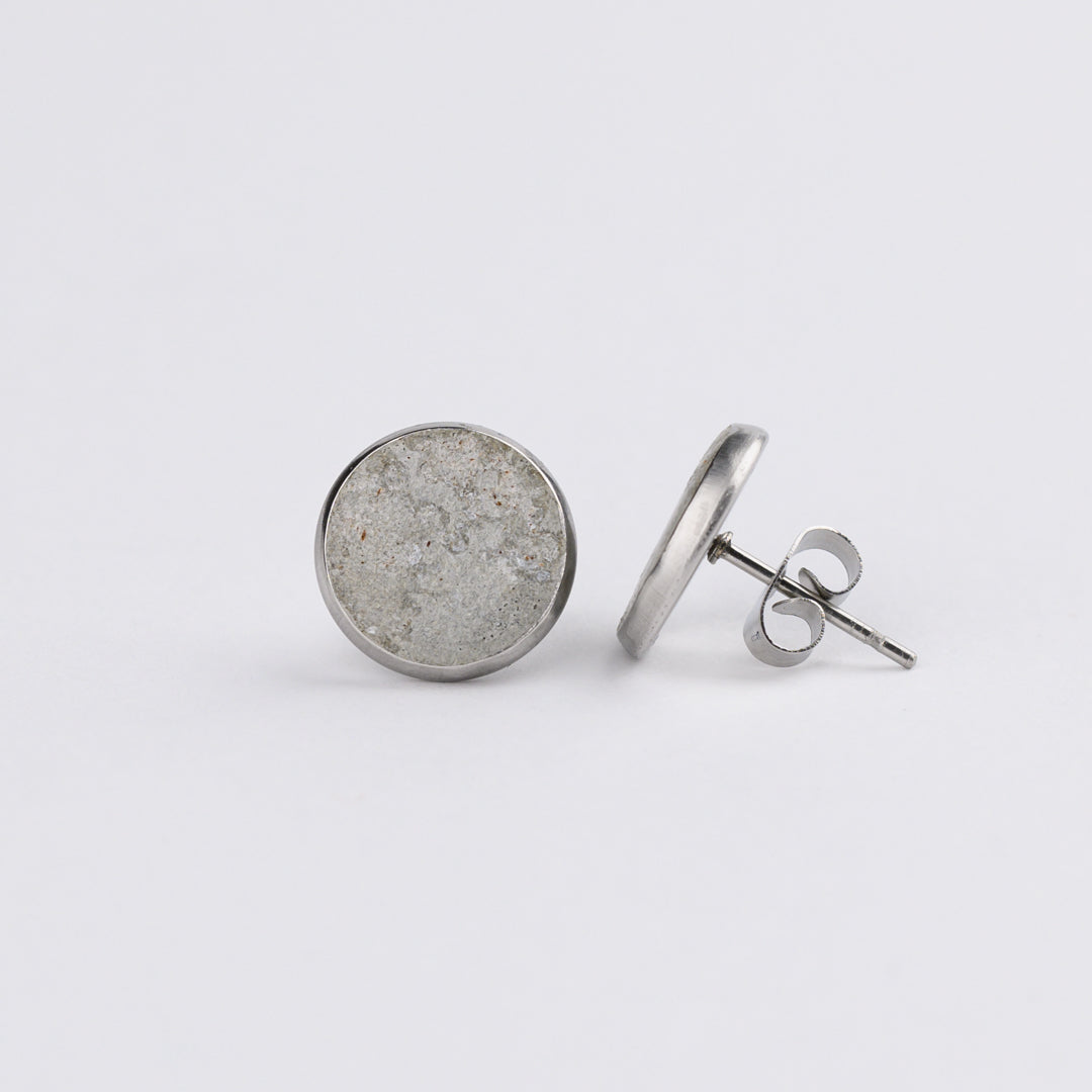 Circle Concrete-Scape Stud Earrings - 10mm